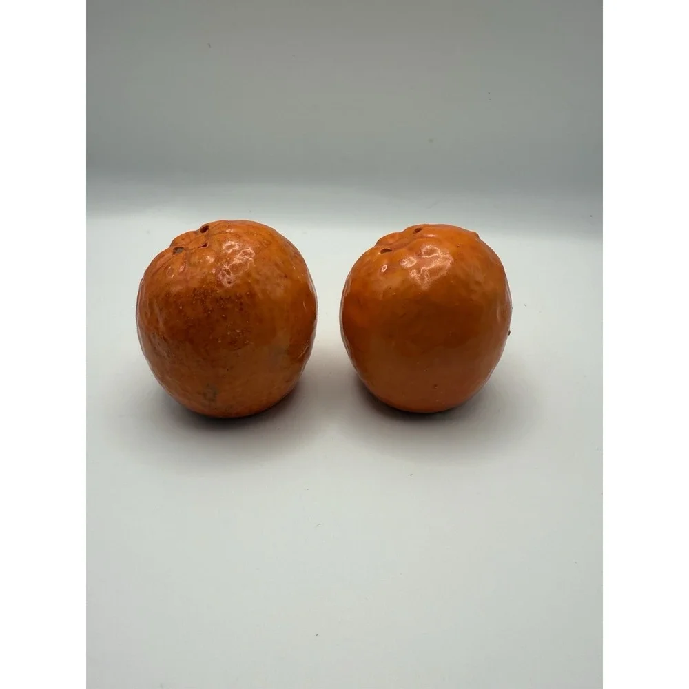 Set of Vintage Ceramic Oranges Fruit Figural Salt and Pepper‎ Shakers Japan